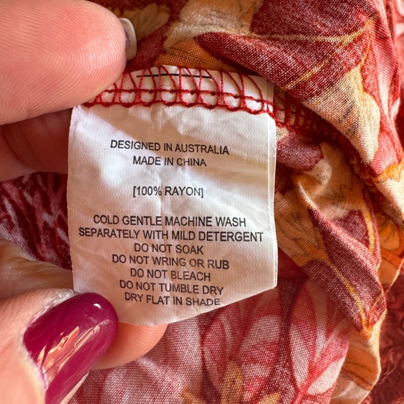 Abel the Label Anthropologie Floral Maxi Dress Red Size XS Boho Resort Vacation - Picture 7 of 8